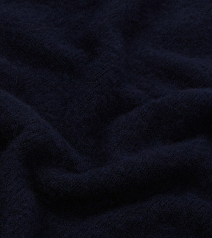 Drake's Navy Brushed Shetland Mock Neck Jumper