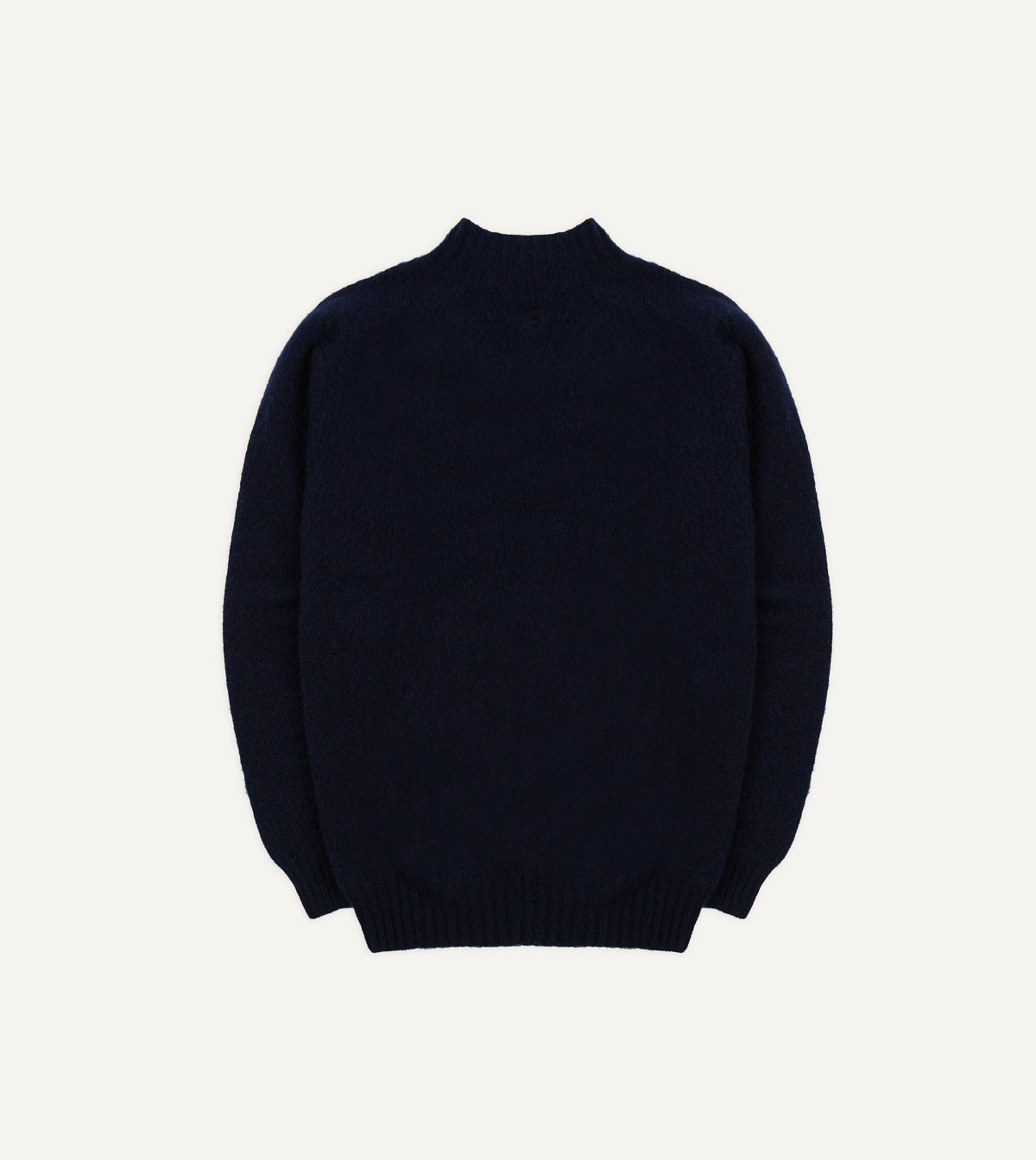 Drake's Navy Brushed Shetland Mock Neck Jumper