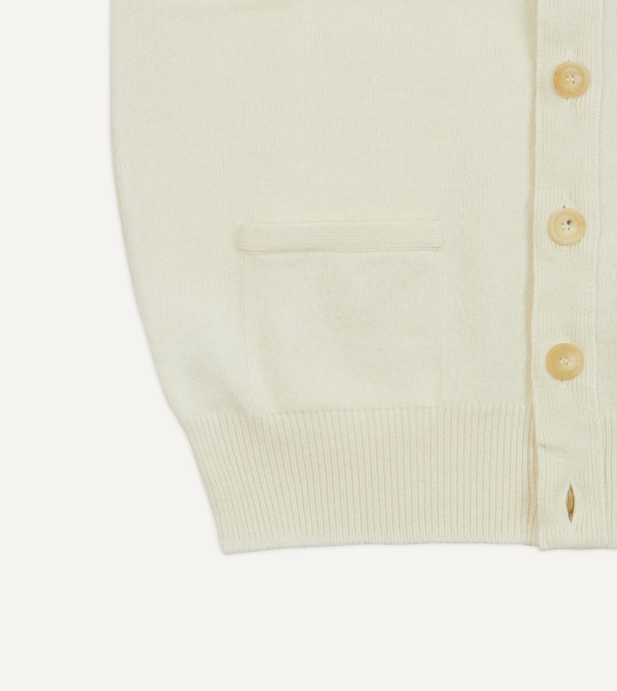 Drake's Ecru Lambswool Sleeveless Cardigan