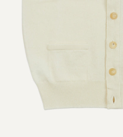 Drake's Ecru Lambswool Sleeveless Cardigan