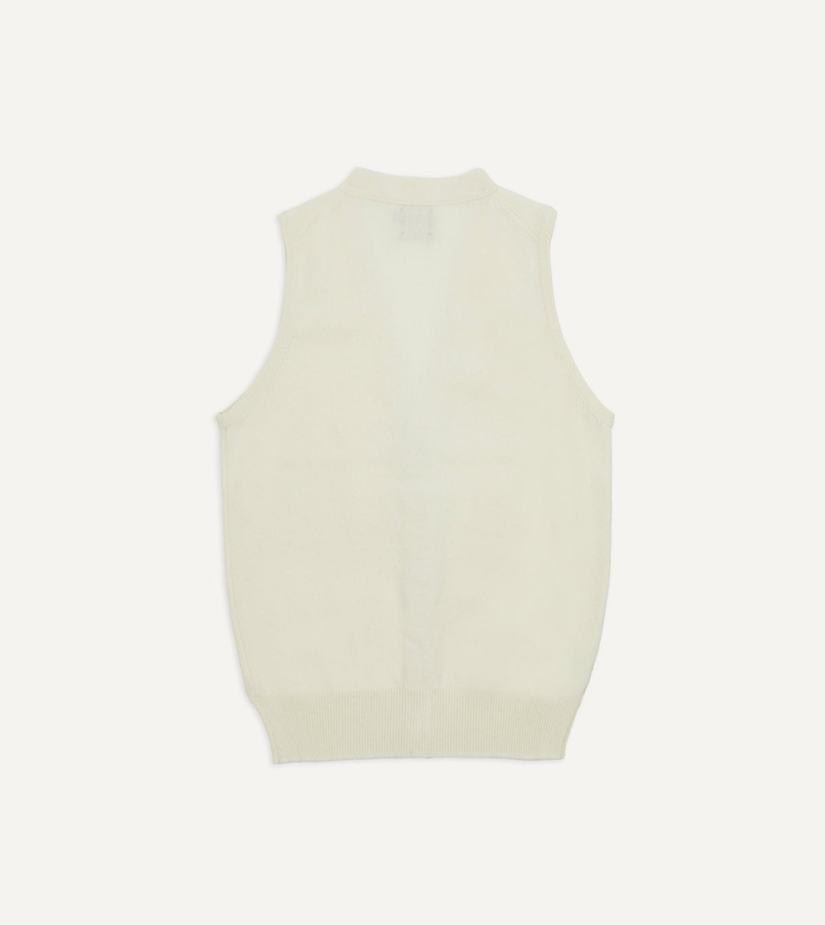Drake's Ecru Lambswool Sleeveless Cardigan