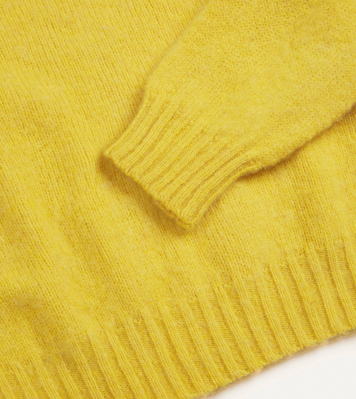 Drake's Canary Yellow Brushed Shetland Crew Neck Jumper