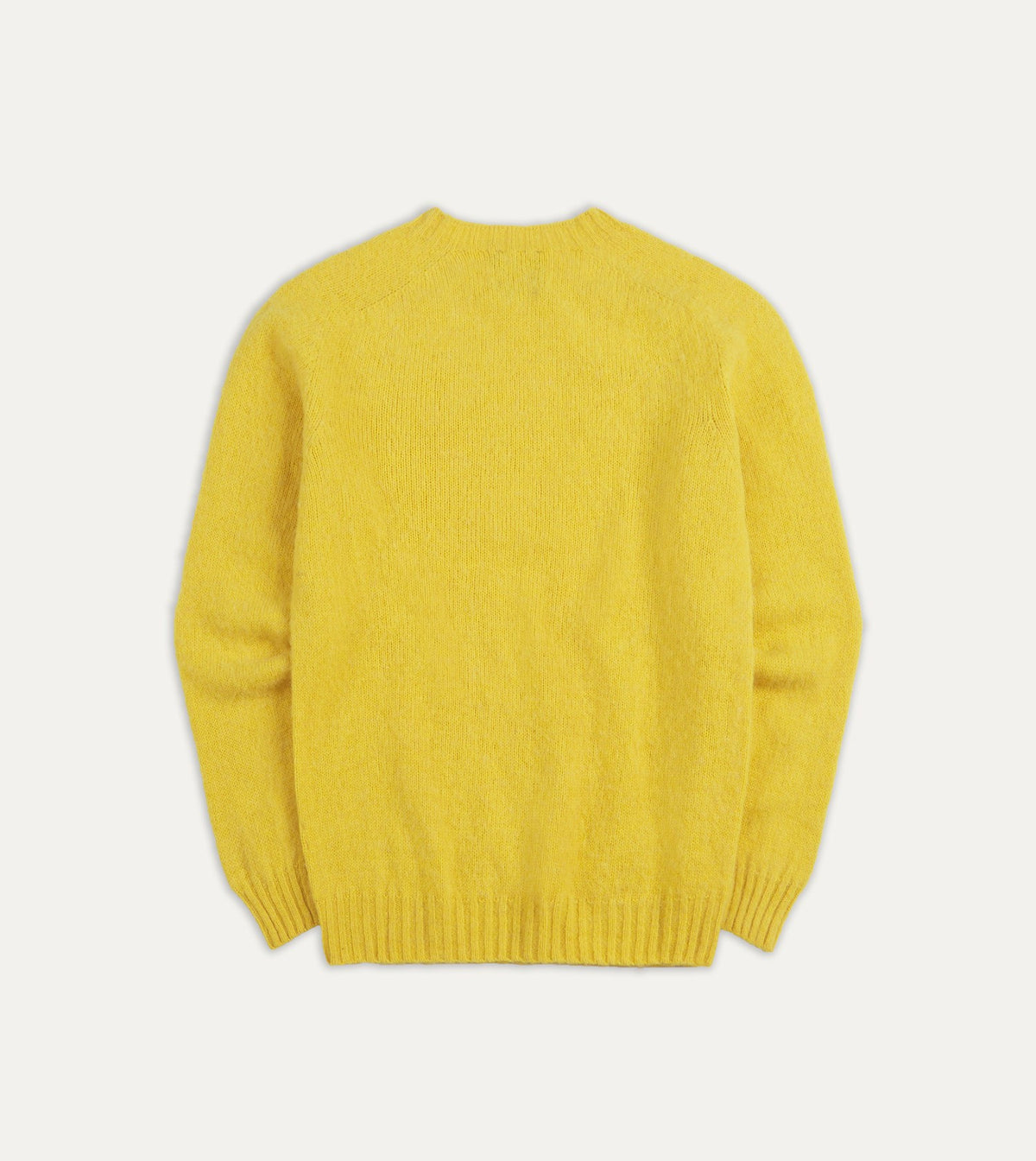 Drake's Canary Yellow Brushed Shetland Crew Neck Jumper