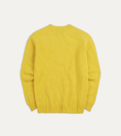 Drake's Canary Yellow Brushed Shetland Crew Neck Jumper