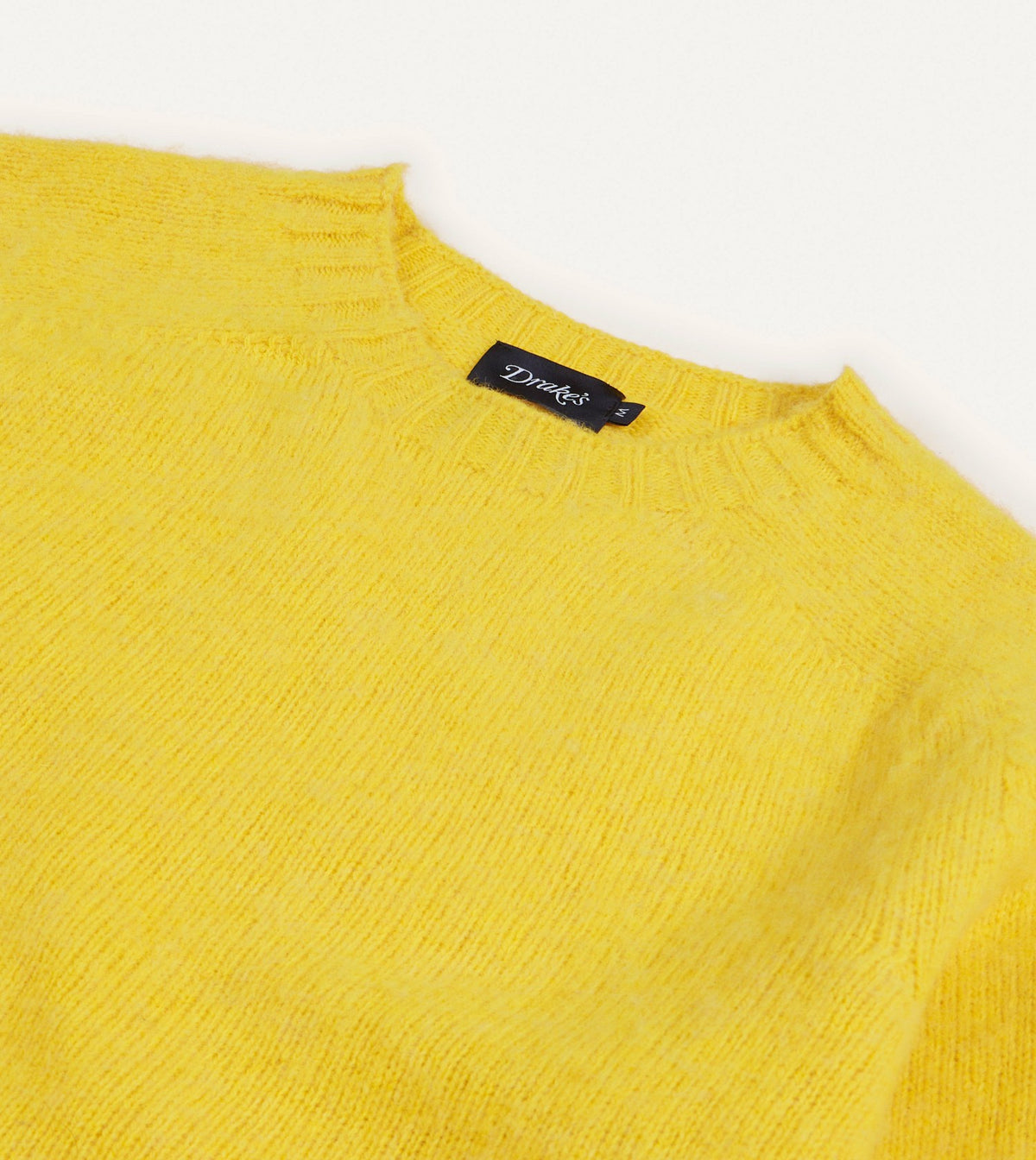 Drake's Canary Yellow Brushed Shetland Crew Neck Jumper