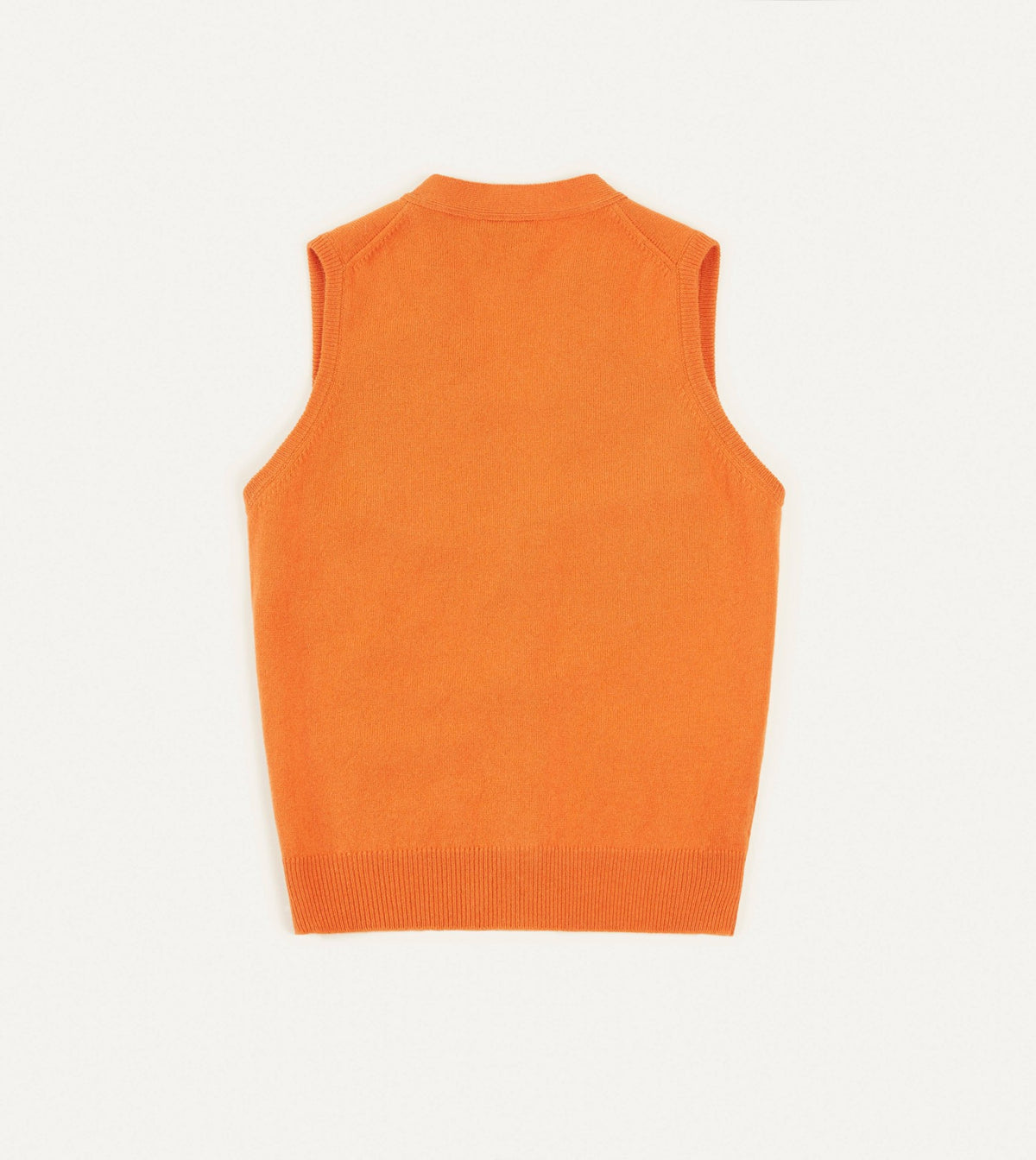 Drake's Orange Lambswool Sleeveless Cardigan