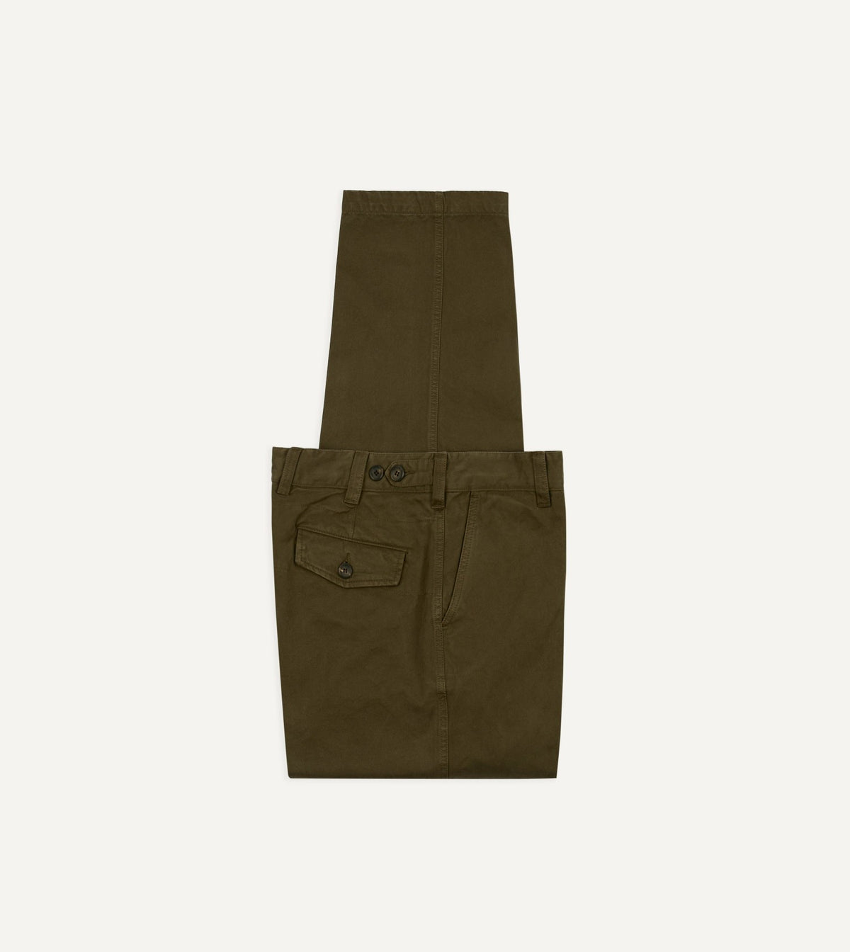 Drake's Olive Heavy Cotton Flat Front Chino