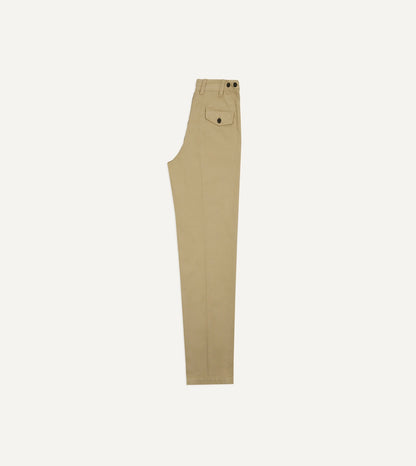 Drake's Sand Heavy Cotton Flat Front Chino