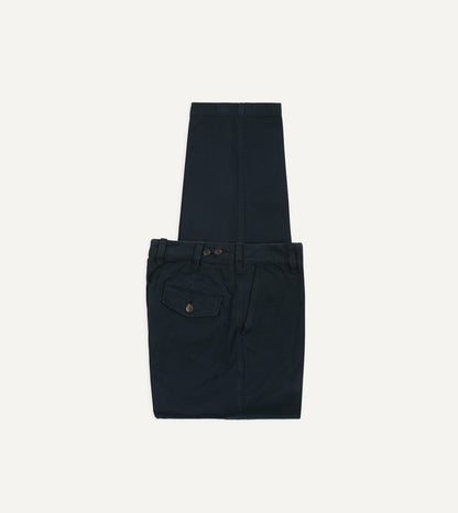 Drake's Navy Heavy Cotton Flat Front Chino