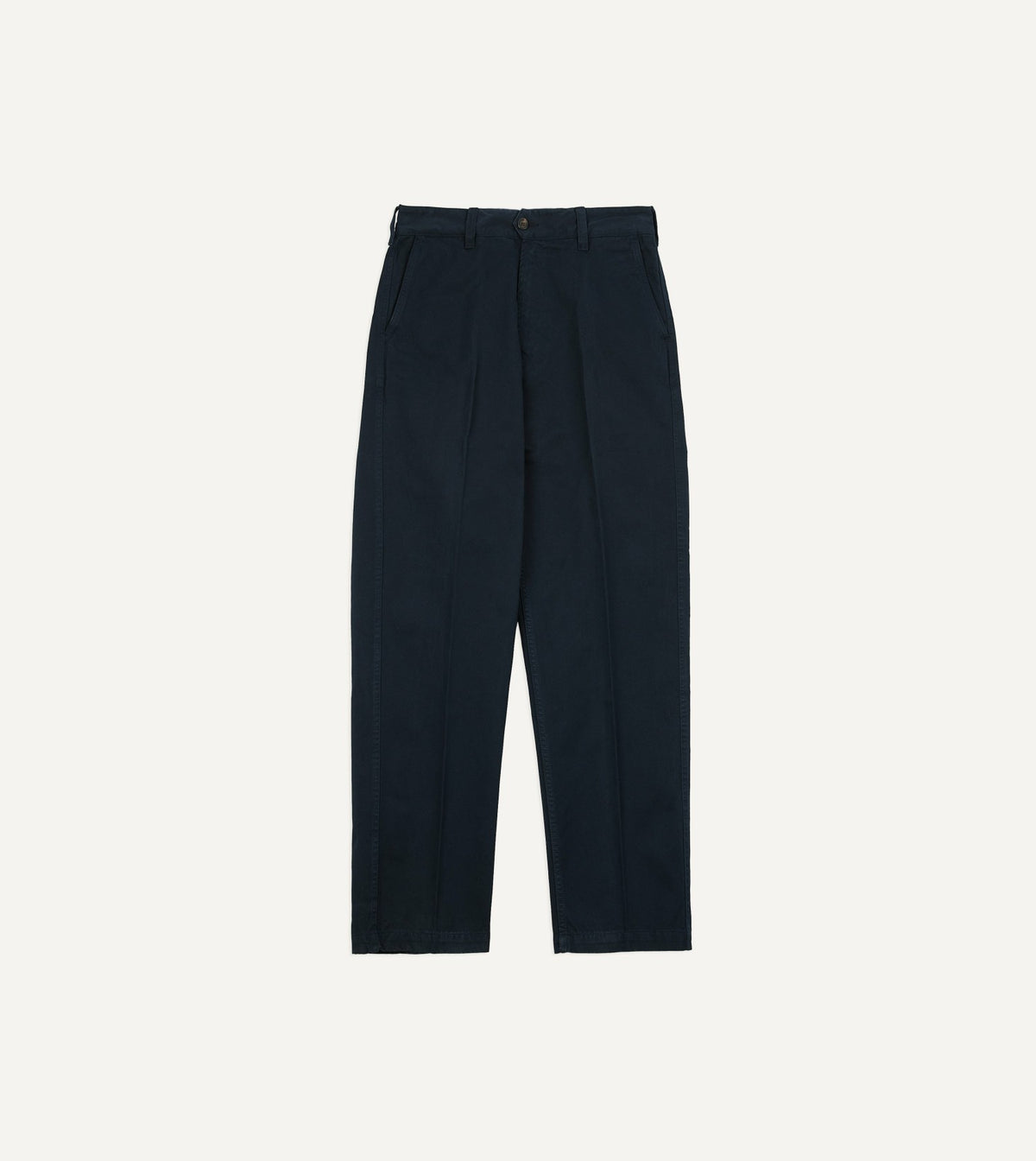 Drake's Navy Heavy Cotton Flat Front Chino