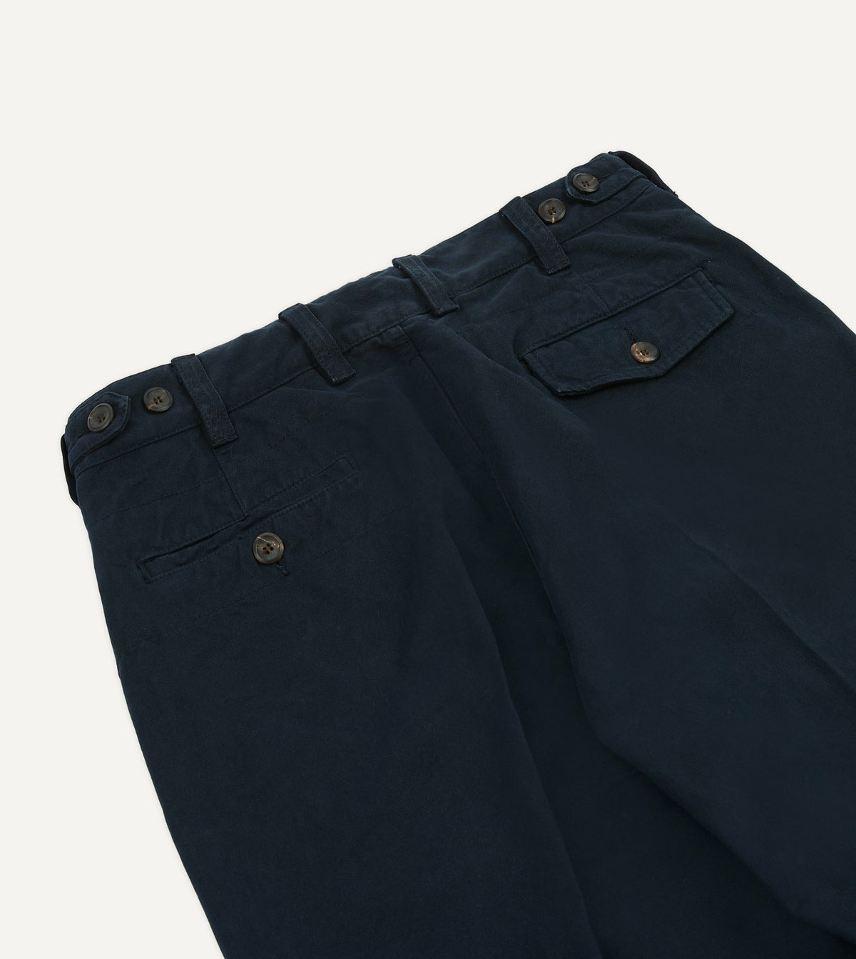 Drake's Navy Heavy Cotton Flat Front Chino