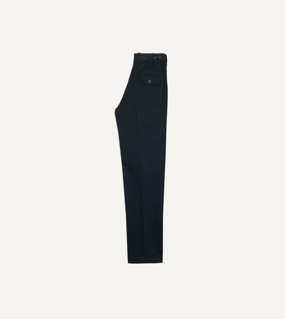 Drake's Navy Heavy Cotton Flat Front Chino