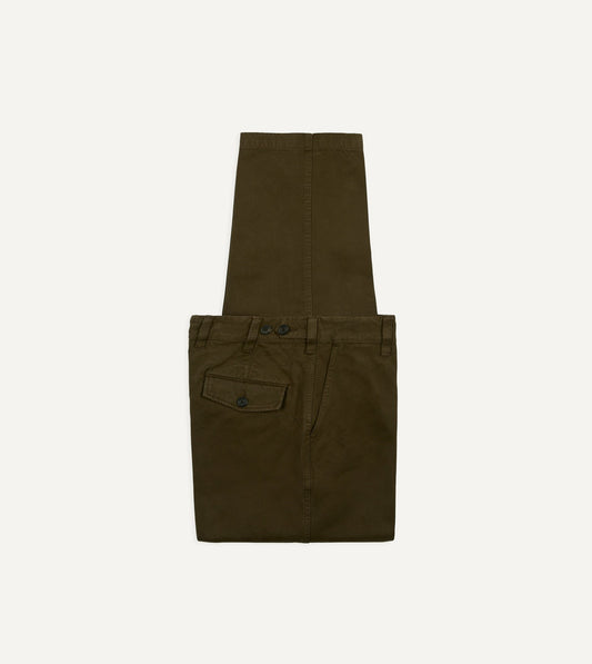 Drake's Brown Heavy Cotton Flat Front Chino