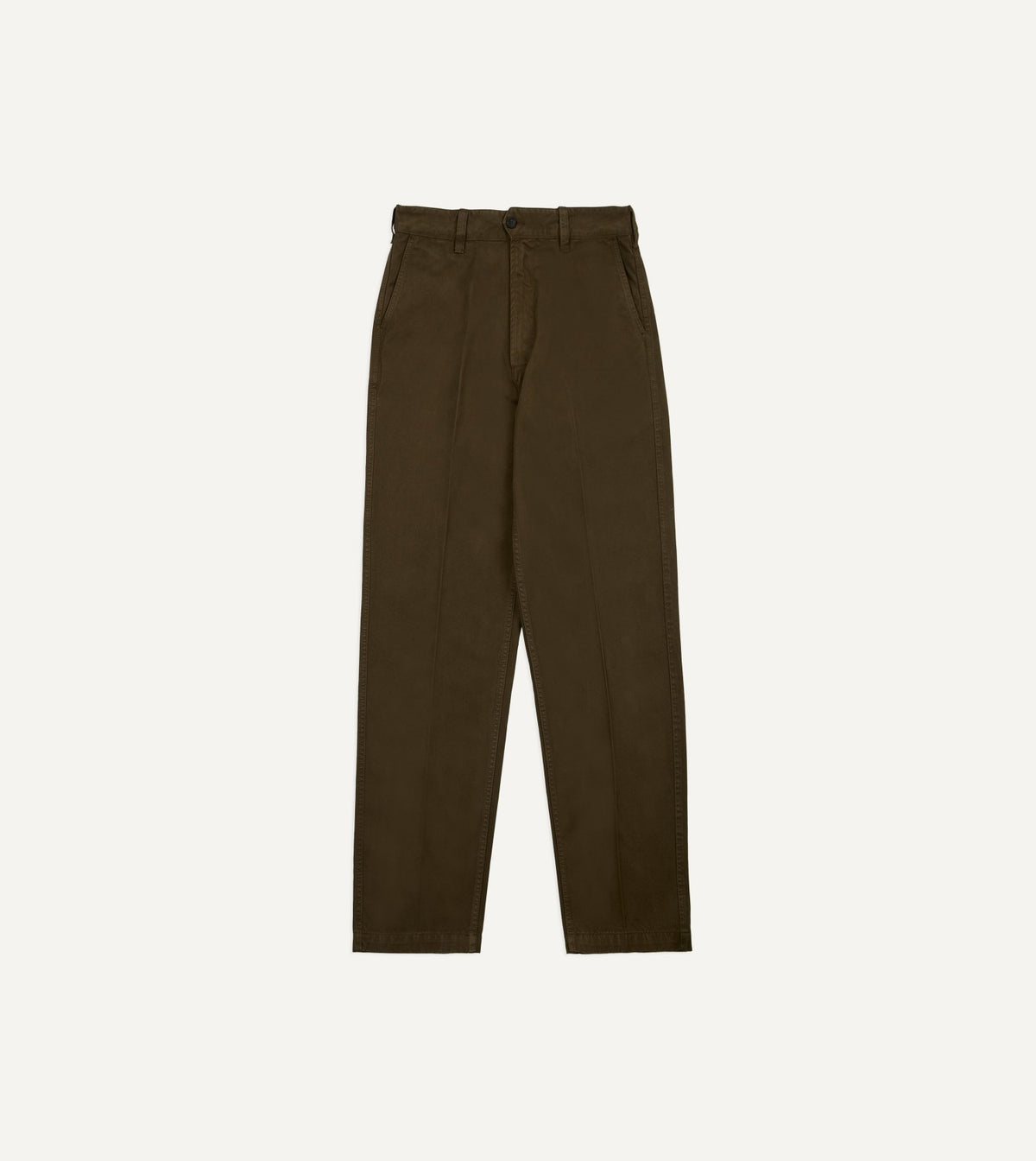 Drake's Brown Heavy Cotton Flat Front Chino