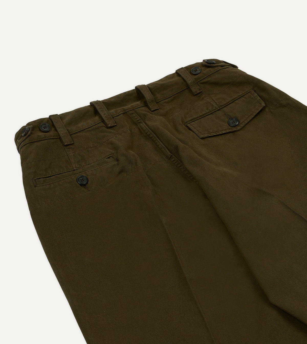 Drake's Brown Heavy Cotton Flat Front Chino