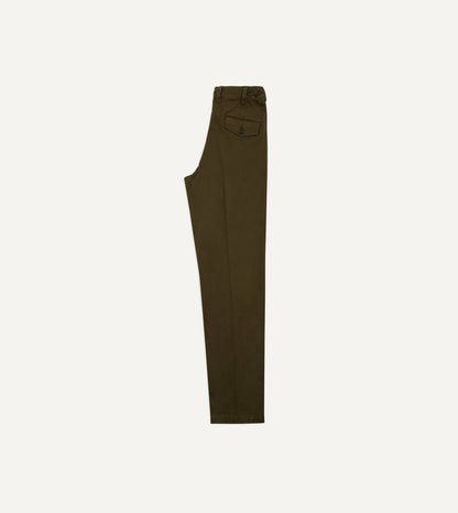 Drake's Brown Heavy Cotton Flat Front Chino
