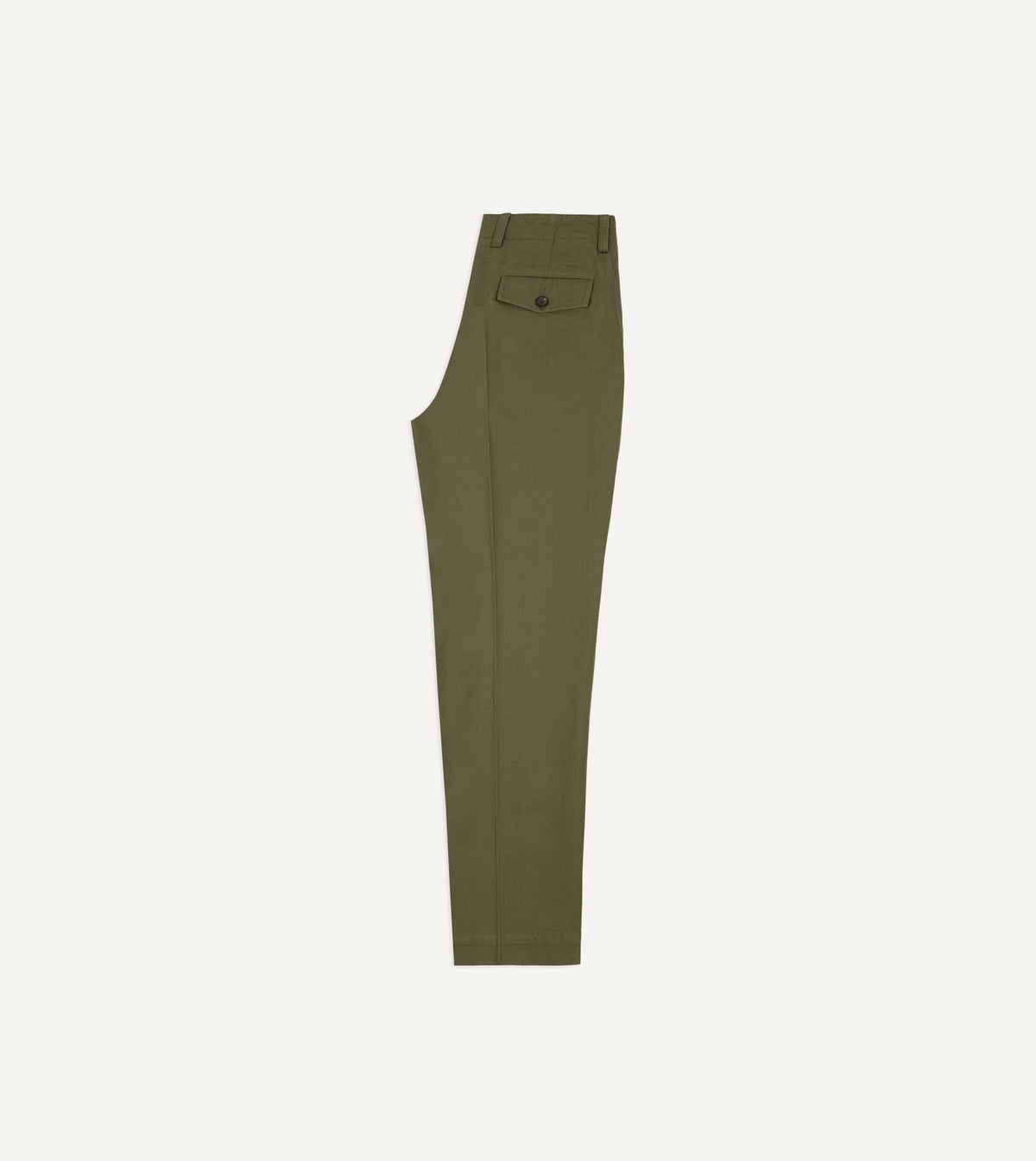 Drake's Green Herringbone Cotton Wide Leg Flat Front Chino
