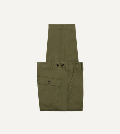 Drake's Khaki Cotton Twill Fatigue Trouser
