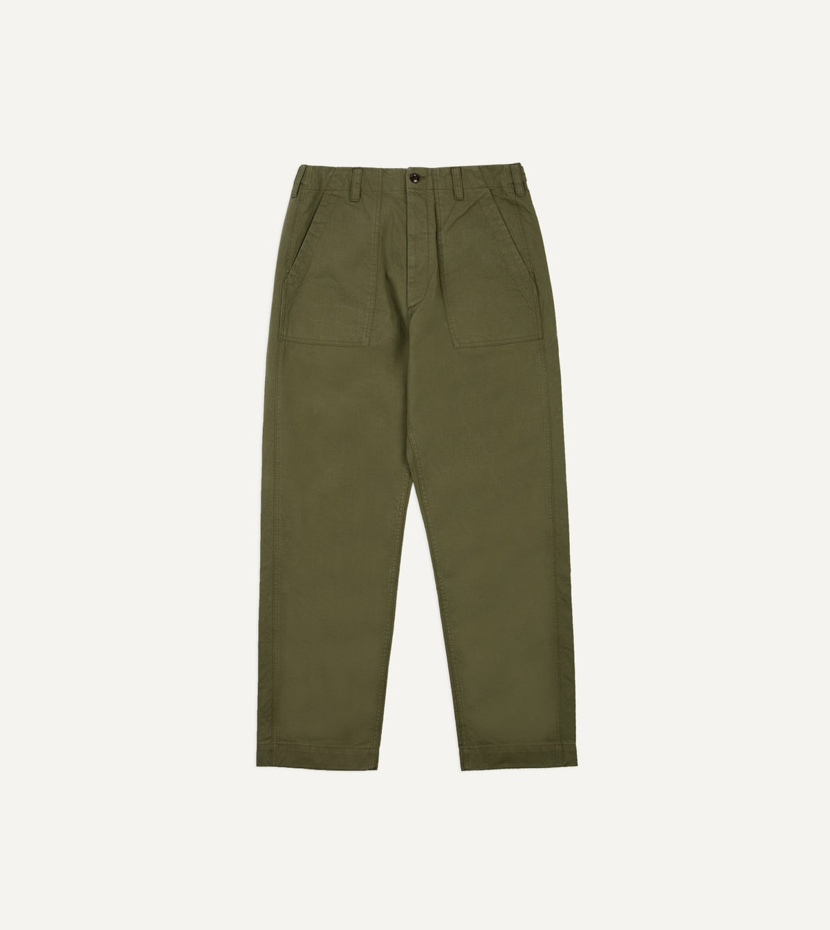 Drake's Khaki Cotton Twill Fatigue Trouser