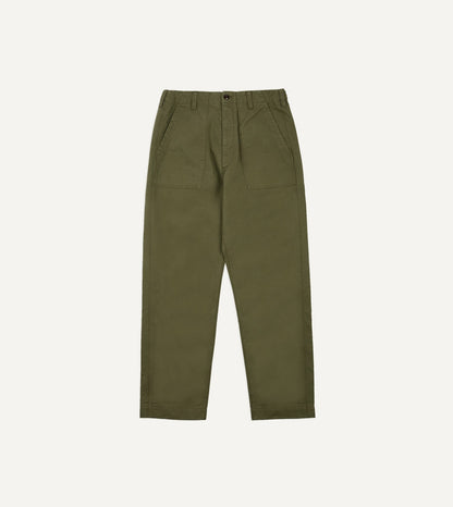 Drake's Khaki Cotton Twill Fatigue Trouser