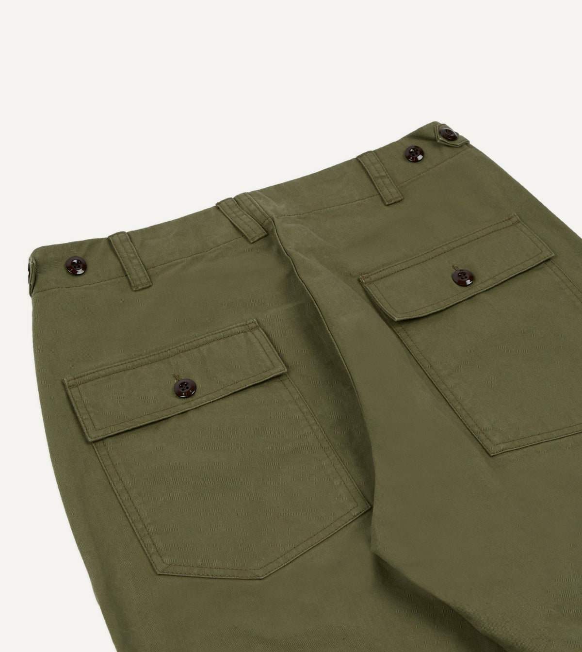 Drake's Khaki Cotton Twill Fatigue Trouser