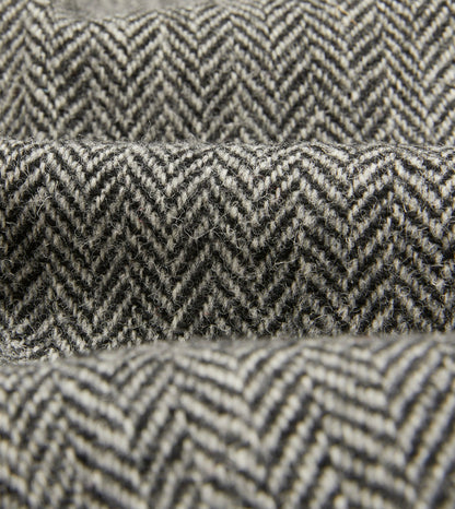 Drake's Grey Herringbone Harris Tweed One Pleat Games Trousers
