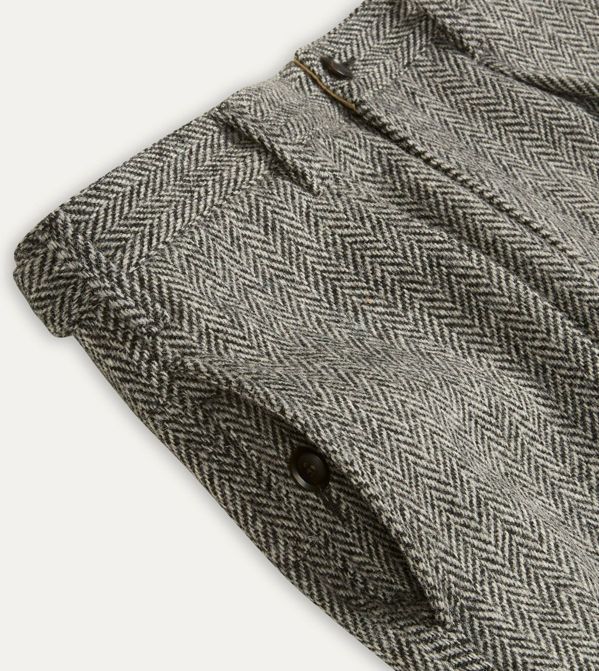 Drake's Grey Herringbone Harris Tweed One Pleat Games Trousers