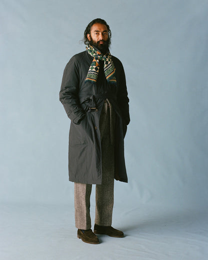 Drake's Grey Herringbone Harris Tweed One Pleat Games Trousers