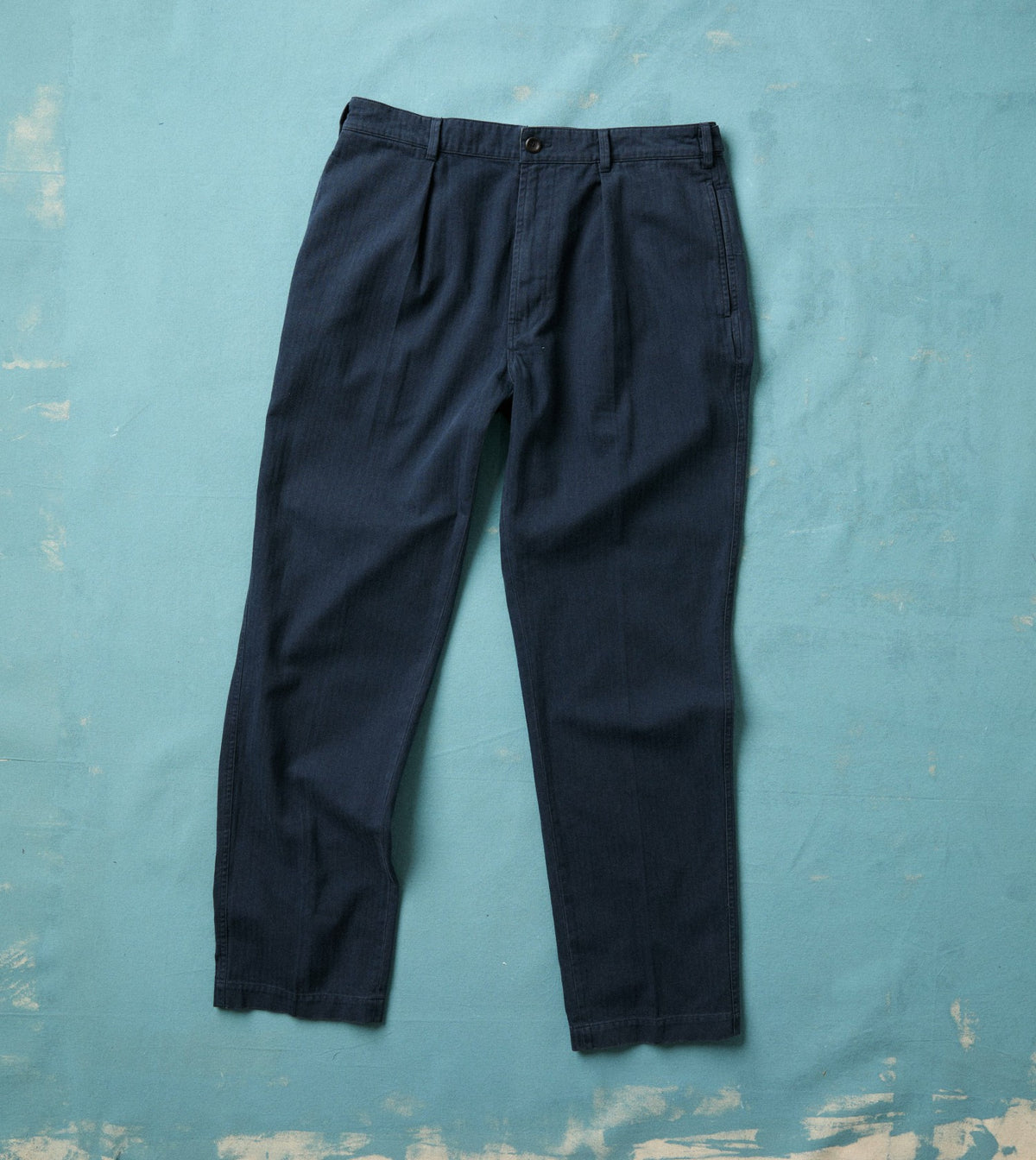 Drake's Navy Herringbone Twill Cotton Games Trouser