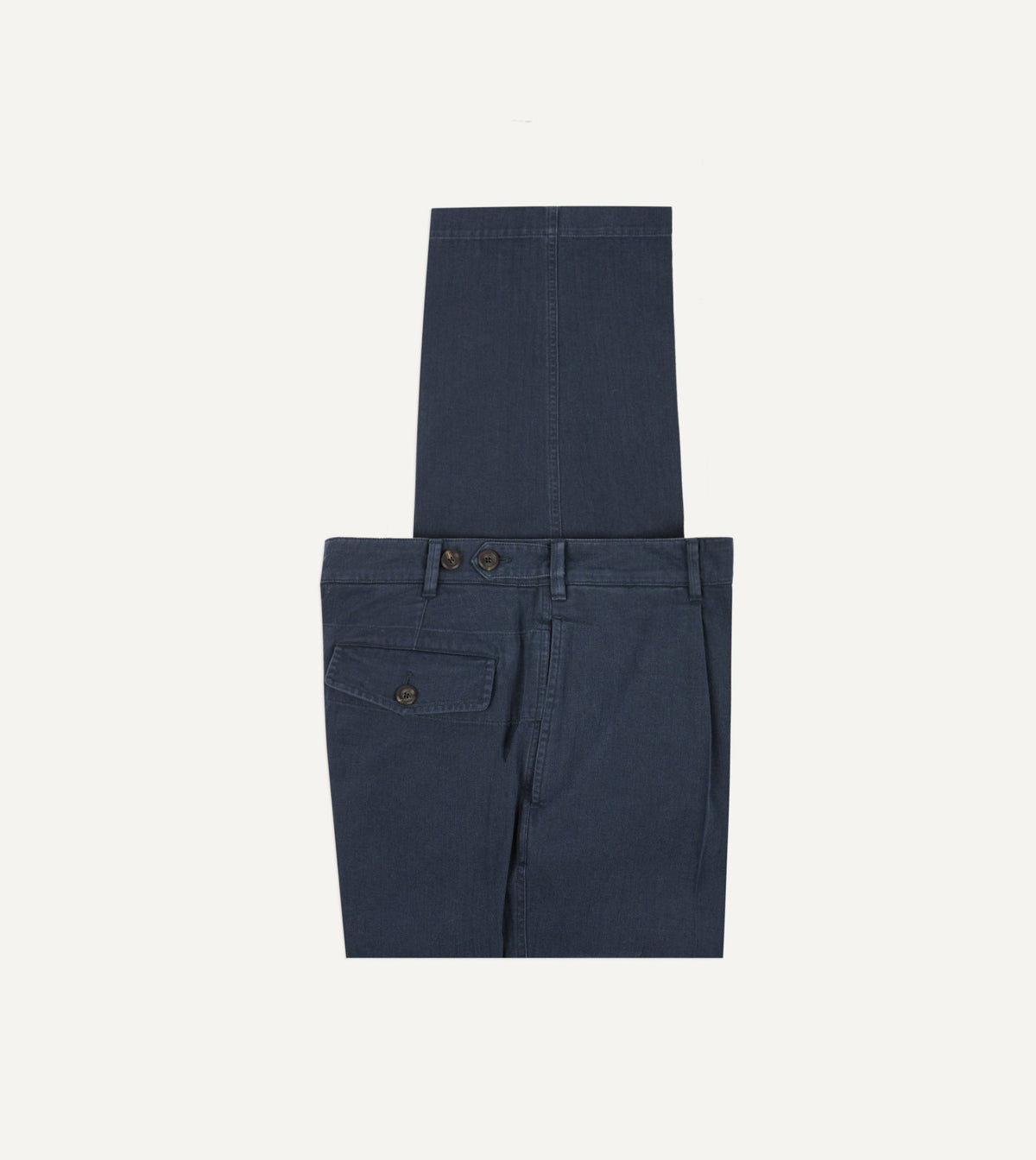 Drake's Navy Herringbone Twill Cotton Games Trouser