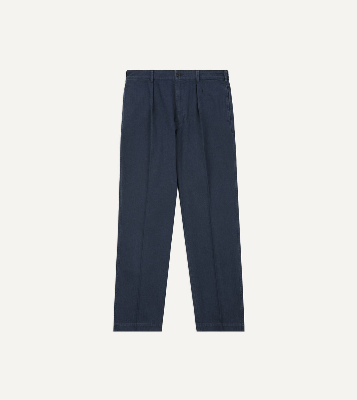 Drake's Navy Herringbone Twill Cotton Games Trouser