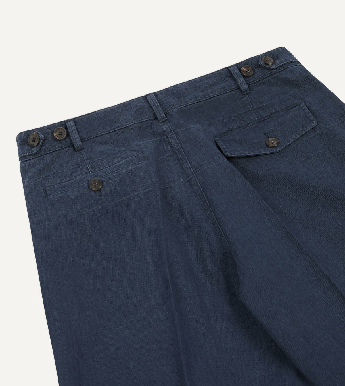 Drake's Navy Herringbone Twill Cotton Games Trouser