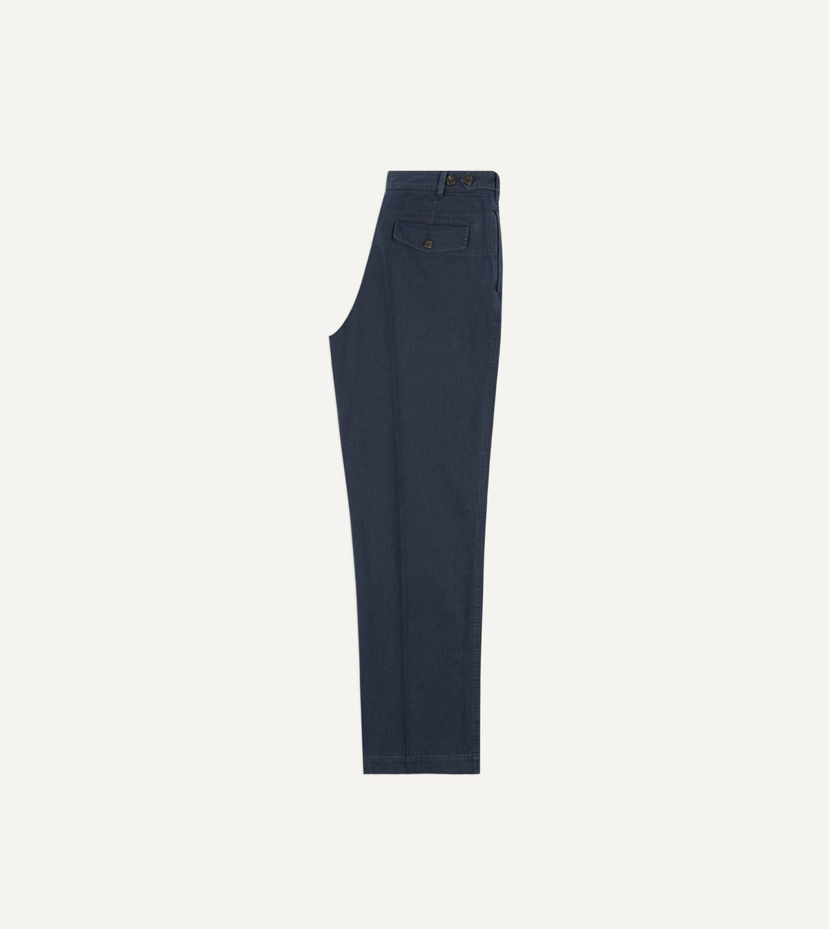 Drake's Navy Herringbone Twill Cotton Games Trouser