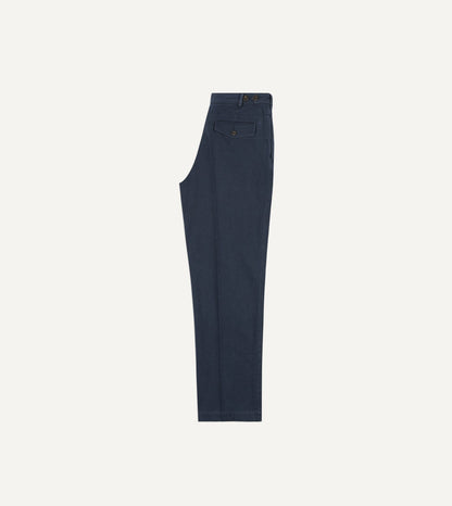 Drake's Navy Herringbone Twill Cotton Games Trouser