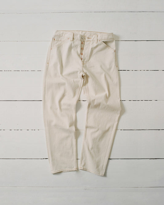 Drake's Ecru 12.7oz Selvedge Denim Contrast Stitch Five-Pocket Jeans