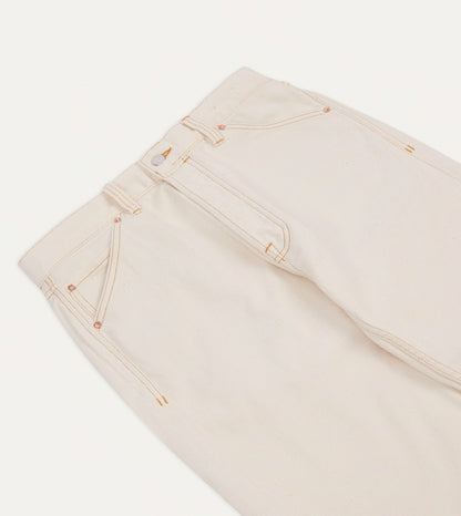 Drake's Ecru 12.7oz Selvedge Denim Contrast Stitch Five-Pocket Jeans