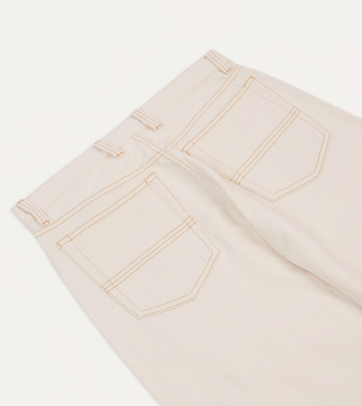 Drake's Ecru 12.7oz Selvedge Denim Contrast Stitch Five-Pocket Jeans