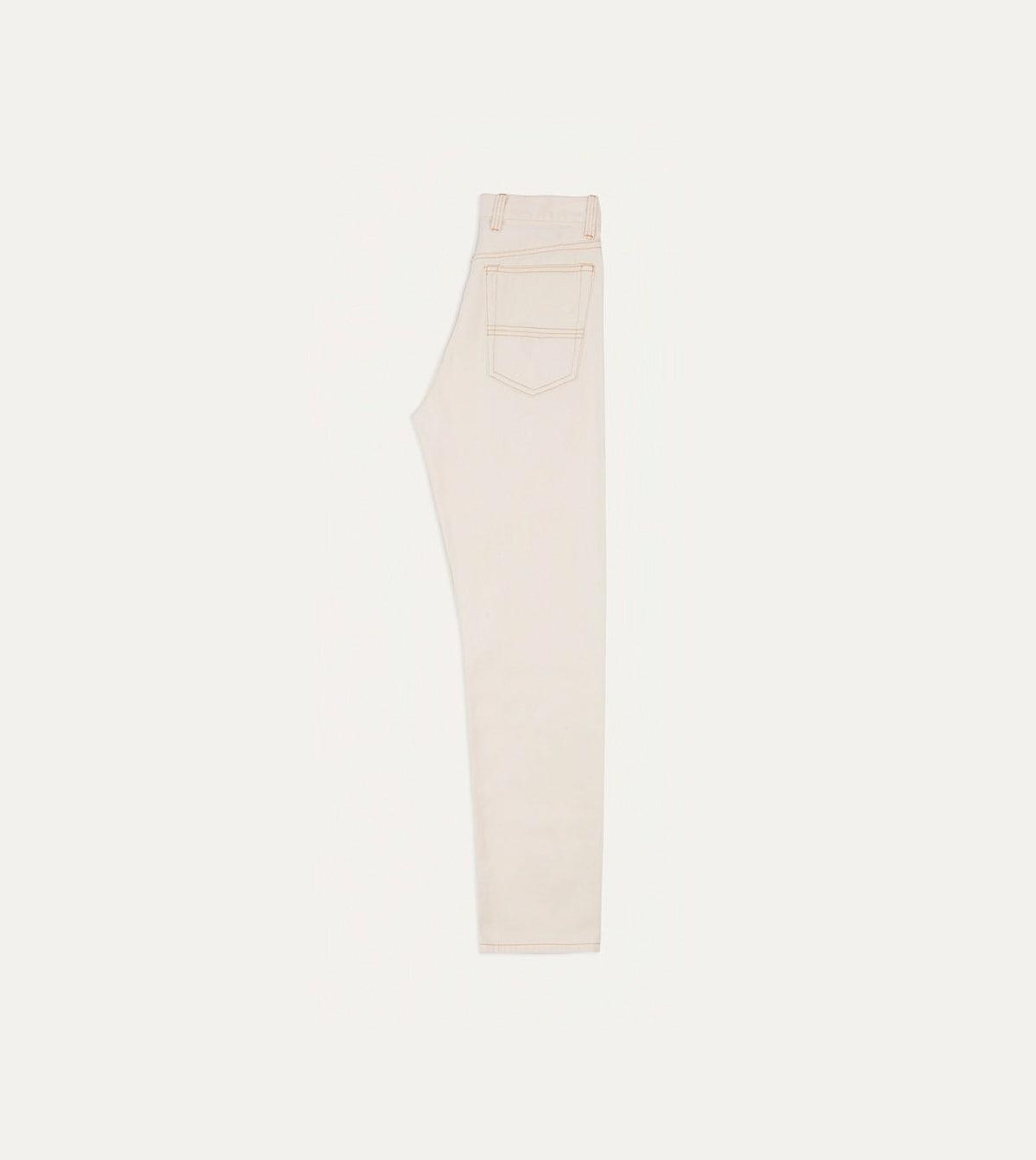 Drake's Ecru 12.7oz Selvedge Denim Contrast Stitch Five-Pocket Jeans