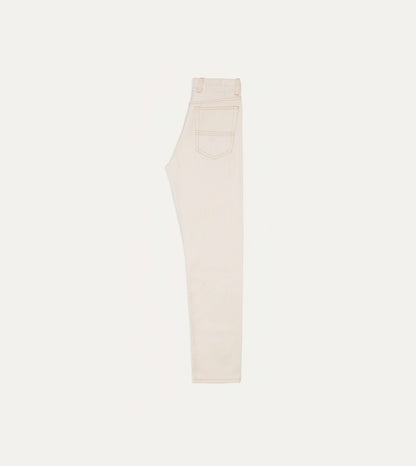Drake's Ecru 12.7oz Selvedge Denim Contrast Stitch Five-Pocket Jeans