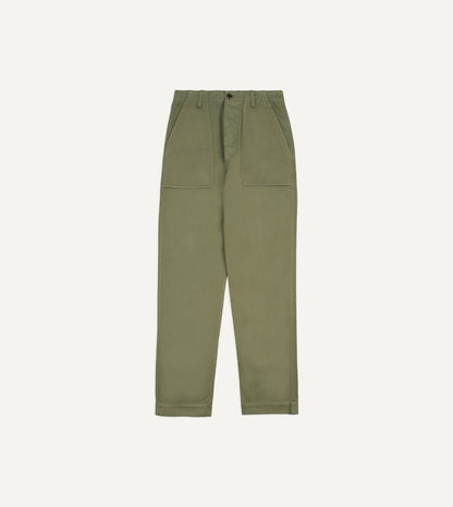 Drake's Light Olive Cotton Fatigue Trouser