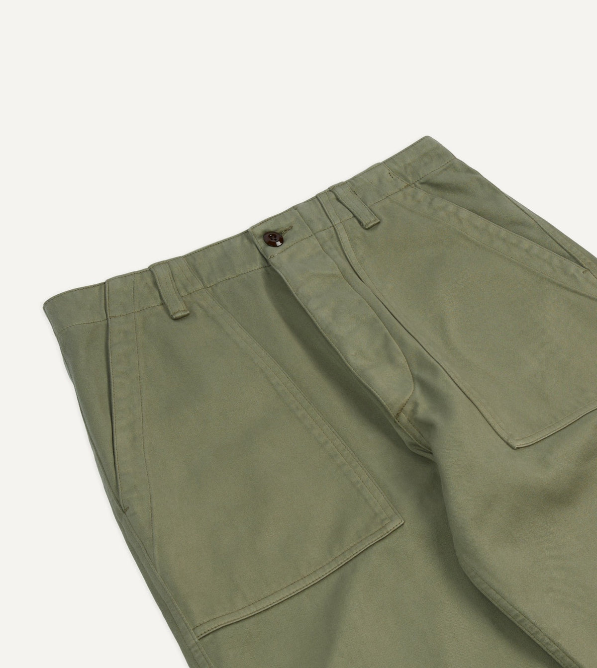 Drake's Light Olive Cotton Fatigue Trouser