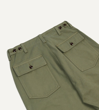 Drake's Light Olive Cotton Fatigue Trouser