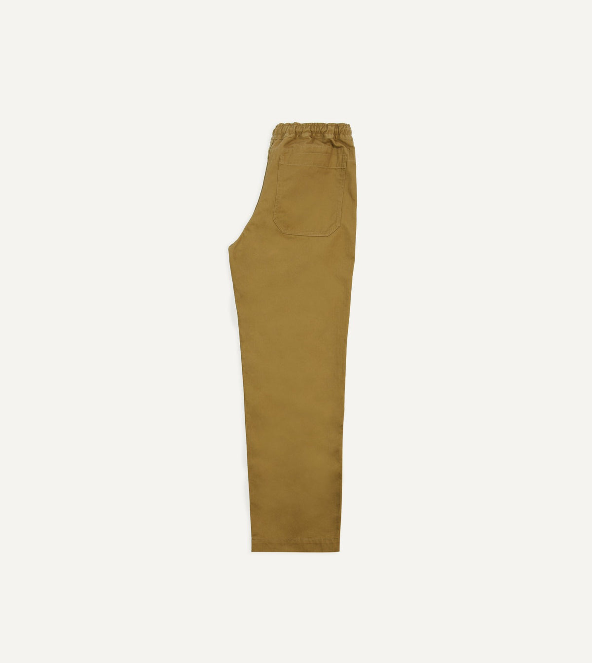 Drake's Khaki Herringbone Twill Cotton Drawstring Trousers