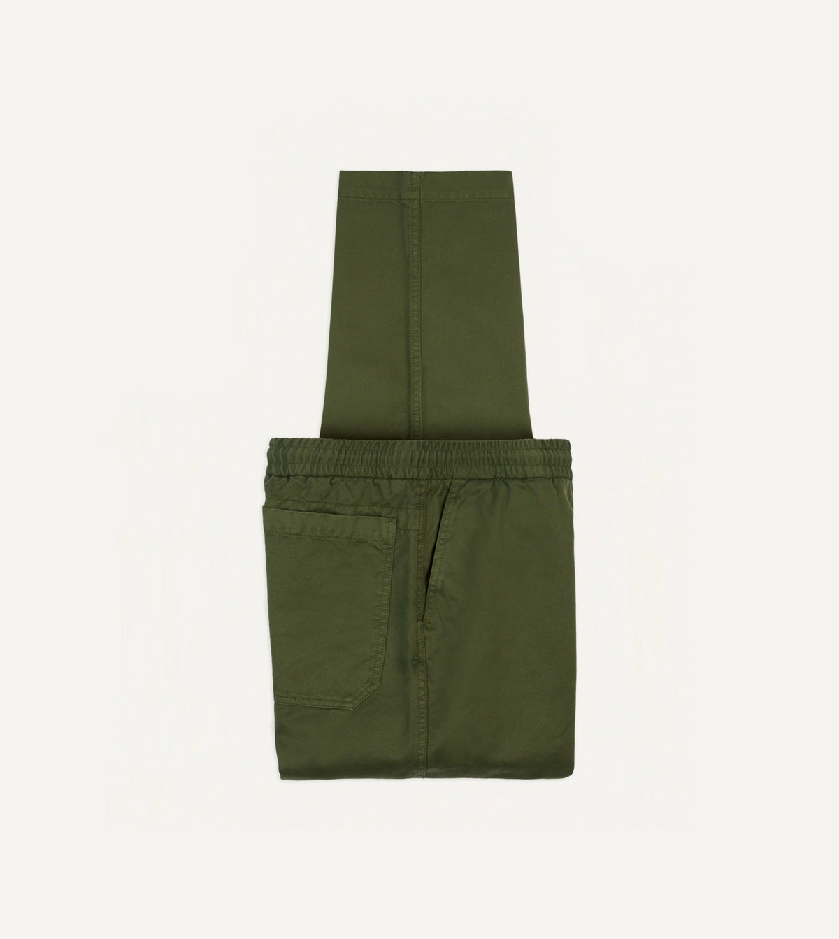 Drake's Olive Cotton Drawstring Trousers