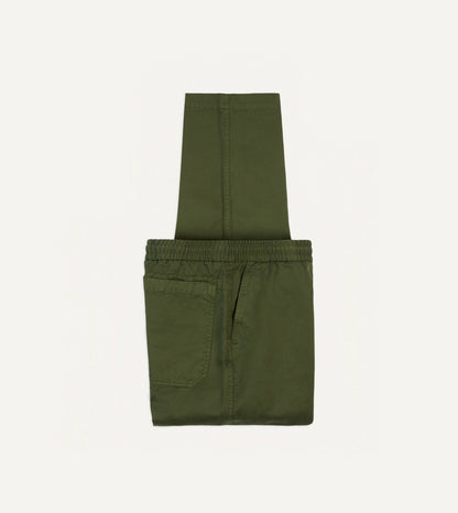 Drake's Olive Cotton Drawstring Trousers