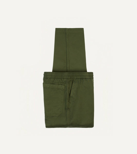 Drake's Olive Cotton Drawstring Trousers