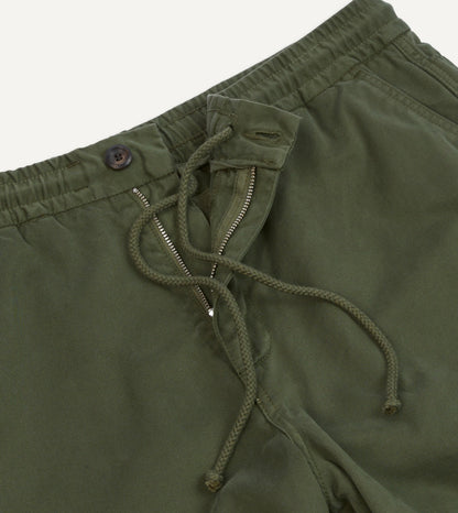 Drake's Olive Cotton Drawstring Trousers