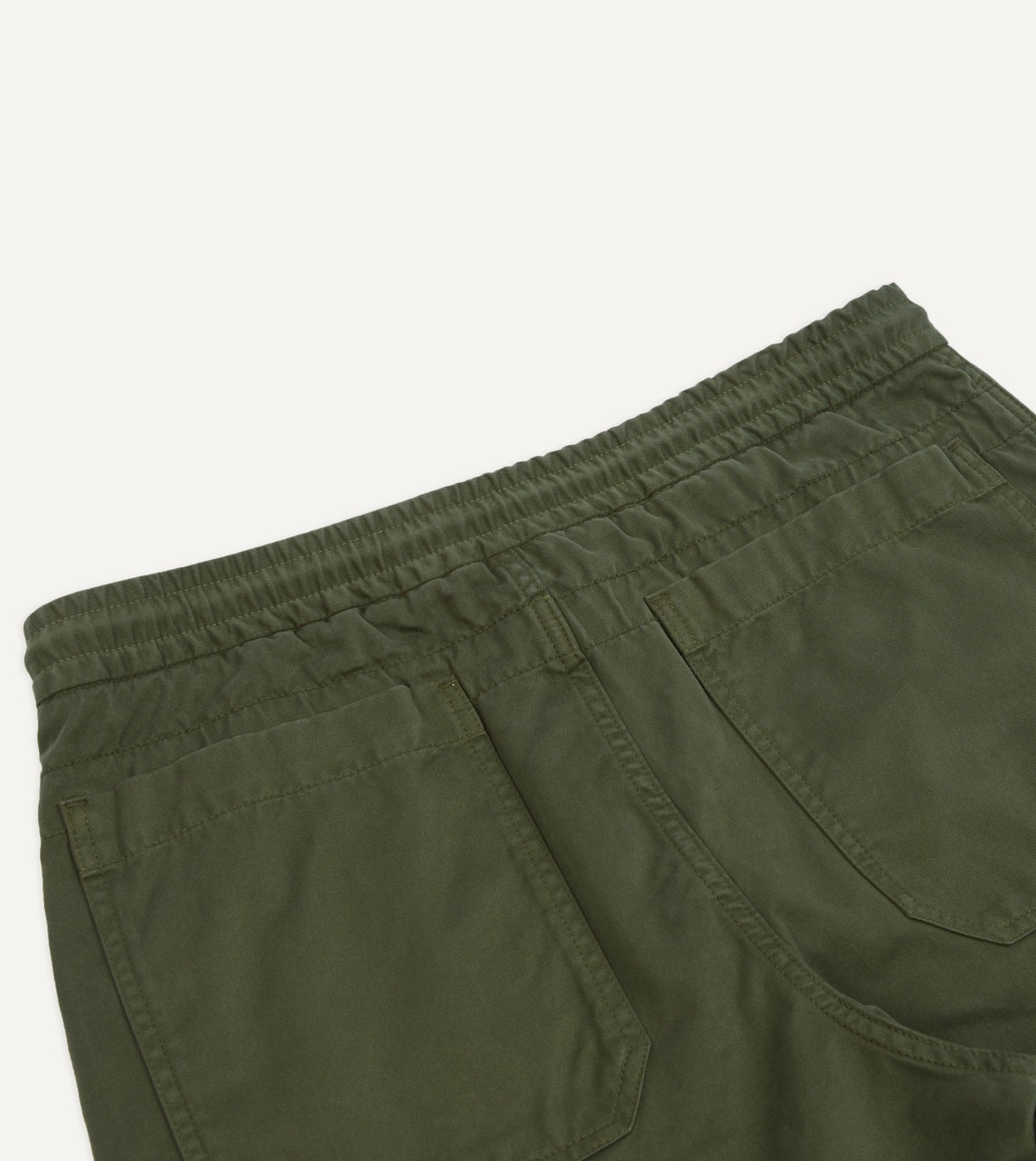 Drake's Olive Cotton Drawstring Trousers