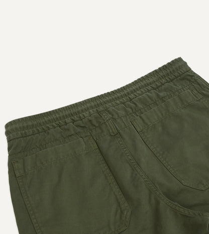 Drake's Olive Cotton Drawstring Trousers