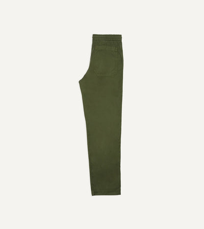 Drake's Olive Cotton Drawstring Trousers